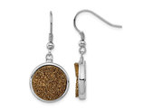 Yellow Druzy Dangle Circle Earrings in Polished Stainless Steel